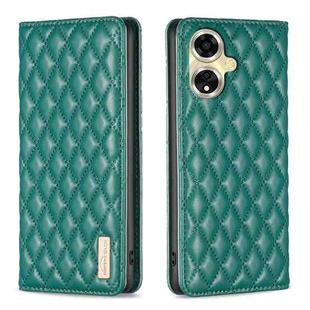 For OPPO A59 5G Diamond Lattice Magnetic Leather Flip Phone Case(Green)