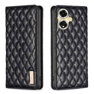 For OPPO A59 5G Diamond Lattice Magnetic Leather Flip Phone Case(Black)