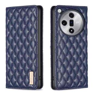 For OPPO Find X7 Diamond Lattice Magnetic Leather Flip Phone Case(Blue)