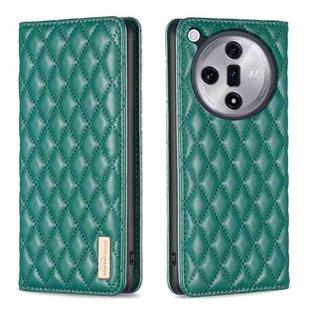 For OPPO Find X7 Diamond Lattice Magnetic Leather Flip Phone Case(Green)