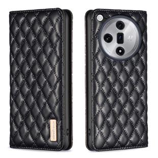 For OPPO Find X7 Diamond Lattice Magnetic Leather Flip Phone Case(Black)