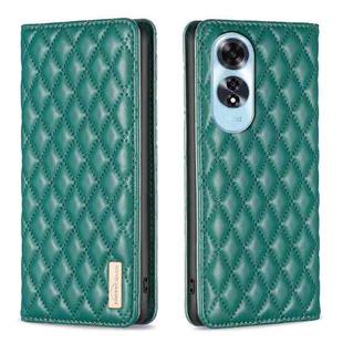 For OPPO A60 Diamond Lattice Magnetic Leather Flip Phone Case(Green)