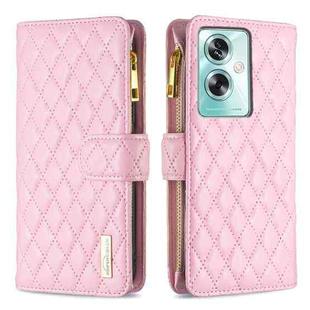 For OPPO A79 5G Diamond Lattice Zipper Wallet Leather Flip Phone Case(Pink)