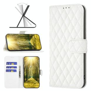 For OPPO A98 5G Diamond Lattice Wallet Leather Flip Phone Case(White)