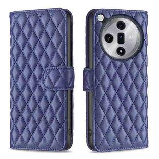 For OPPO Find X7 Diamond Lattice Wallet Leather Flip Phone Case(Blue)