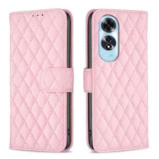 For OPPO A60 Diamond Lattice Wallet Leather Flip Phone Case(Pink)