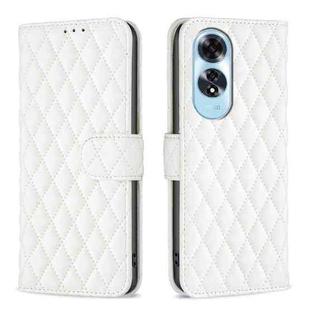 For OPPO A60 Diamond Lattice Wallet Leather Flip Phone Case(White)