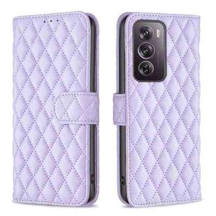 For OPPO Reno12 Pro Global Diamond Lattice Wallet Leather Flip Phone Case(Purple)