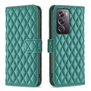 For OPPO Reno12 Pro Global Diamond Lattice Wallet Leather Flip Phone Case(Green)