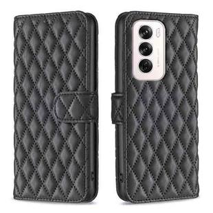 For OPPO Reno12 Global Diamond Lattice Wallet Leather Flip Phone Case(Black)