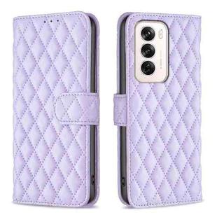 For OPPO Reno12 Global Diamond Lattice Wallet Leather Flip Phone Case(Purple)