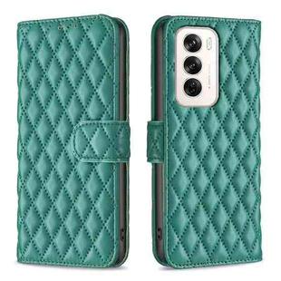 For OPPO Reno12 Global Diamond Lattice Wallet Leather Flip Phone Case(Green)