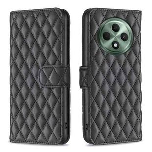 For OPPO Reno12 F 5G Diamond Lattice Wallet Leather Flip Phone Case(Black)