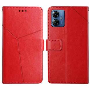 For Motorola Moto G54 HT01 Y-shaped Pattern Flip Leather Phone Case(Red)