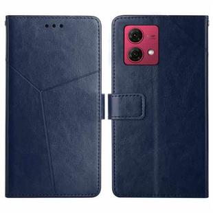 For Motorola Edge 40 Neo HT01 Y-shaped Pattern Flip Leather Phone Case(Blue)