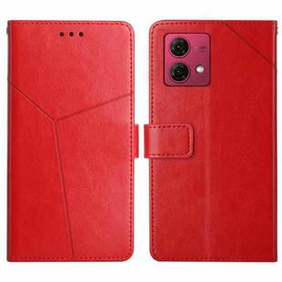 For Motorola Edge 40 Neo HT01 Y-shaped Pattern Flip Leather Phone Case(Red)