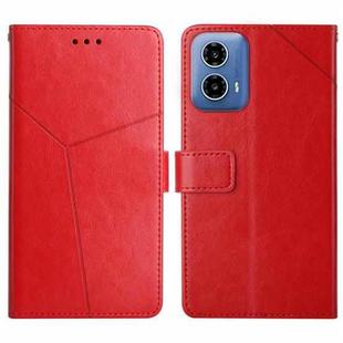 For Motorola Moto G34 5G HT01 Y-shaped Pattern Flip Leather Phone Case(Red)