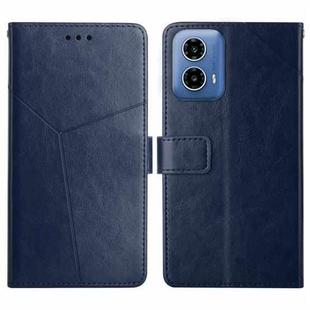 For Motorola Moto G04 / G24 HT01 Y-shaped Pattern Flip Leather Phone Case(Blue)