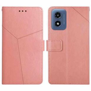 For Motorola Moto E14 HT01 Y-shaped Pattern Flip Leather Phone Case(Pink)