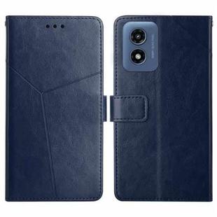 For Motorola Moto E14 HT01 Y-shaped Pattern Flip Leather Phone Case(Blue)