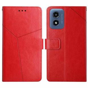 For Motorola Moto E14 HT01 Y-shaped Pattern Flip Leather Phone Case(Red)