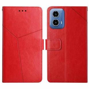 For Motorola Moto G85 5G HT01 Y-shaped Pattern Flip Leather Phone Case(Red)