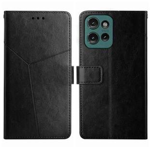 For Motorola Edge 50 HT01 Y-shaped Pattern Flip Leather Phone Case(Black)