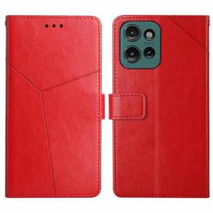 For Motorola Edge 50 HT01 Y-shaped Pattern Flip Leather Phone Case(Red)