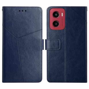 For Motorola Moto G05 HT01 Y-shaped Pattern Flip Leather Phone Case(Blue)