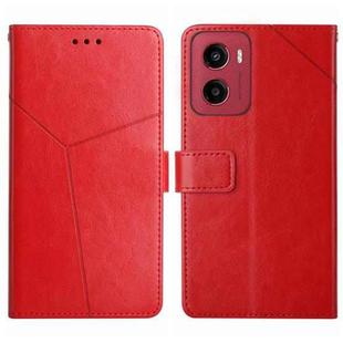 For Motorola Moto G05 HT01 Y-shaped Pattern Flip Leather Phone Case(Red)