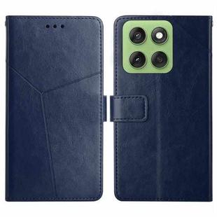 For Motorola Edge 60 Pro HT01 Y-shaped Pattern Flip Leather Phone Case(Blue)