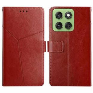 For Motorola Edge 60 Pro HT01 Y-shaped Pattern Flip Leather Phone Case(Brown)