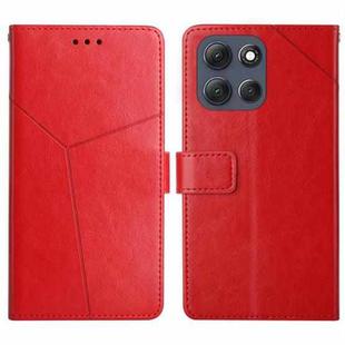 For Motorola Moto G56 5G HT01 Y-shaped Pattern Flip Leather Phone Case(Red)
