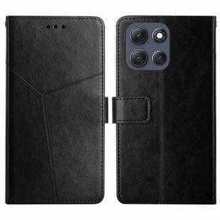 For Motorola Moto G86 5G HT01 Y-shaped Pattern Flip Leather Phone Case(Black)