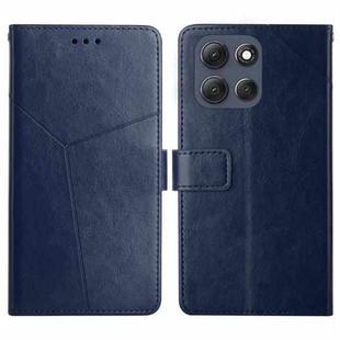 For Motorola Moto G86 5G HT01 Y-shaped Pattern Flip Leather Phone Case(Blue)