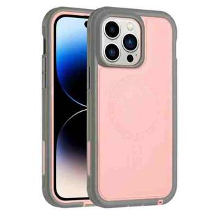 For iPhone 15 Pro Max Defender Series XT MagSafe Magnetic PC + TPU Shockproof Phone Case(Pink+Grey)