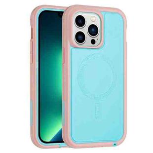 For iPhone 13 Pro Max Defender Series XT MagSafe Magnetic PC + TPU Shockproof Phone Case(Turquoise+Pink)