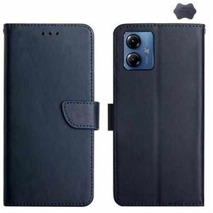 For Motorola Moto G54 Genuine Leather Fingerprint-proof Horizontal Flip Phone Case(Blue)