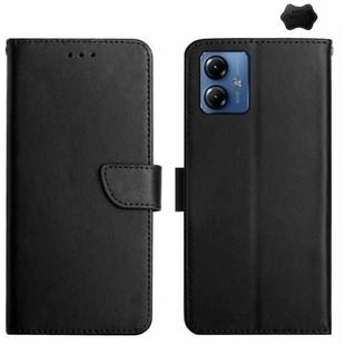 For Motorola Moto G54 Genuine Leather Fingerprint-proof Horizontal Flip Phone Case(Black)