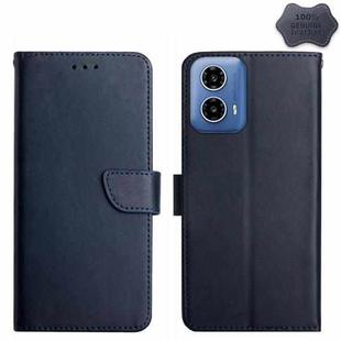 For Motorola Moto G34 5G Genuine Leather Fingerprint-proof Horizontal Flip Phone Case(Blue)