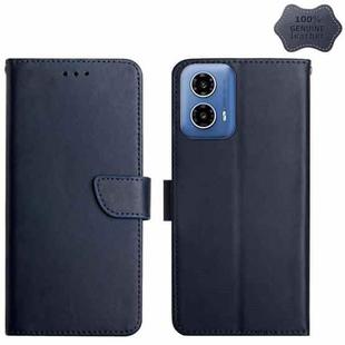 For Motorola Moto G04 / G24 Genuine Leather Fingerprint-proof Horizontal Flip Phone Case(Blue)