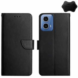 For Motorola Moto G04 / G24 Genuine Leather Fingerprint-proof Horizontal Flip Phone Case(Black)