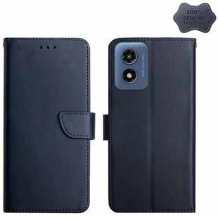 For Motorola Moto G Play 4G 2024 Genuine Leather Fingerprint-proof Horizontal Flip Phone Case(Blue)