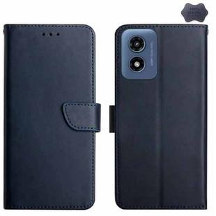 For Motorola Moto E14 Genuine Leather Fingerprint-proof Horizontal Flip Phone Case(Blue)