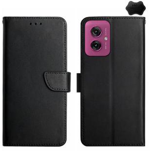 For Motorola Moto G55 5G Genuine Leather Fingerprint-proof Horizontal Flip Phone Case(Black)