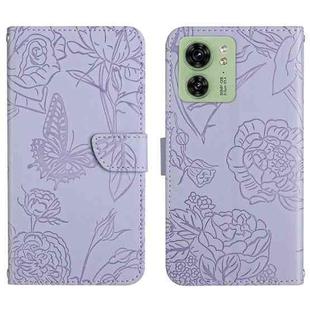 For Motorola Edge 40 HT03 Skin Feel Butterfly Embossed Flip Leather Phone Case(Purple)