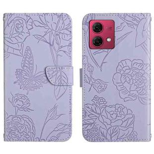 For Motorola Edge 40 Neo HT03 Skin Feel Butterfly Embossed Flip Leather Phone Case(Purple)