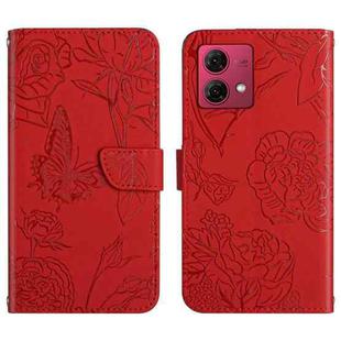 For Motorola Edge 40 Neo HT03 Skin Feel Butterfly Embossed Flip Leather Phone Case(Red)