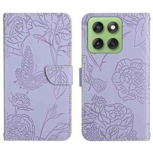 For Motorola Edge 60 Pro HT03 Skin Feel Butterfly Embossed Flip Leather Phone Case(Purple)