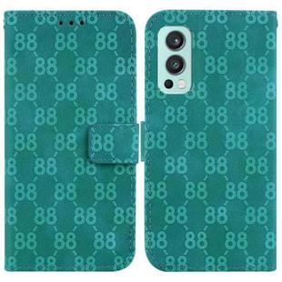 For OnePlus Nord 2 5G Double 8-shaped Embossed Leather Phone Case(Green)